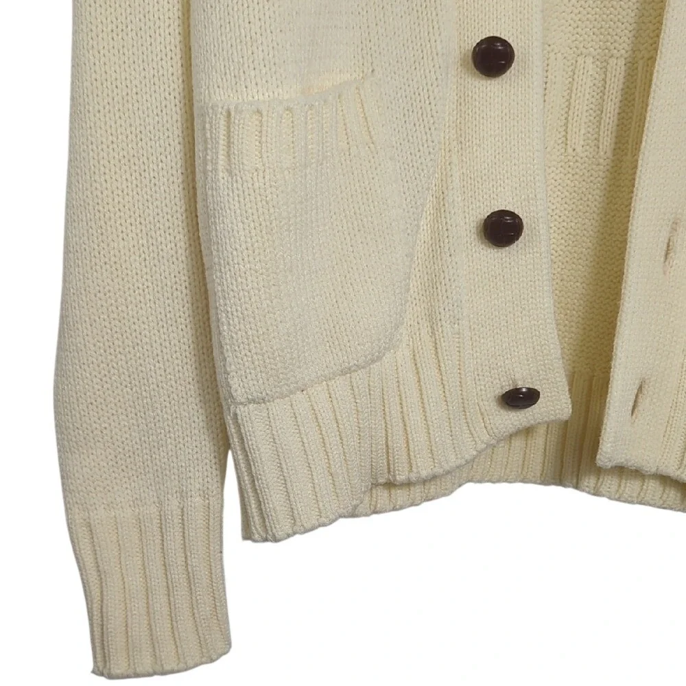 Vintage Herman Phillips Ivory Shawl Collar‎ Cardigan Sweater Preppy Heritage Med